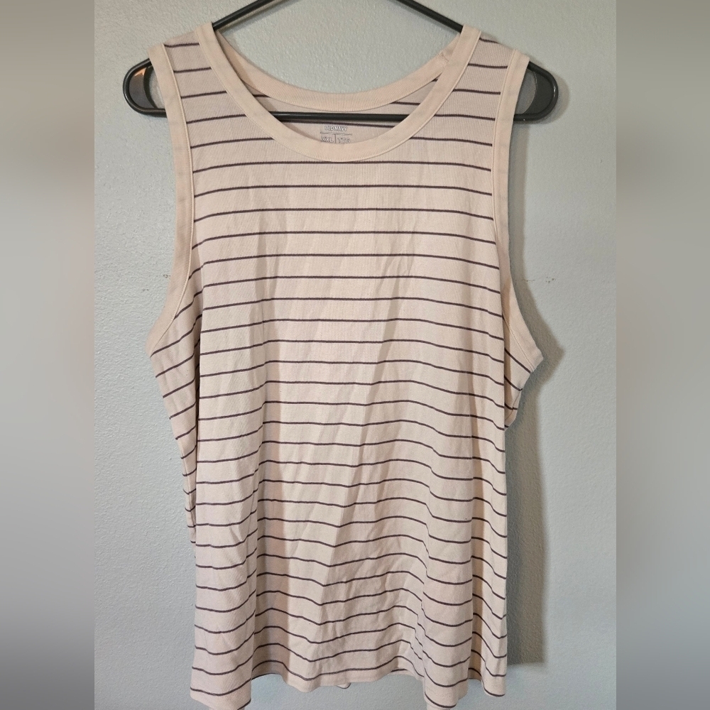 Old Navy Cream Striped Tank Size XXL